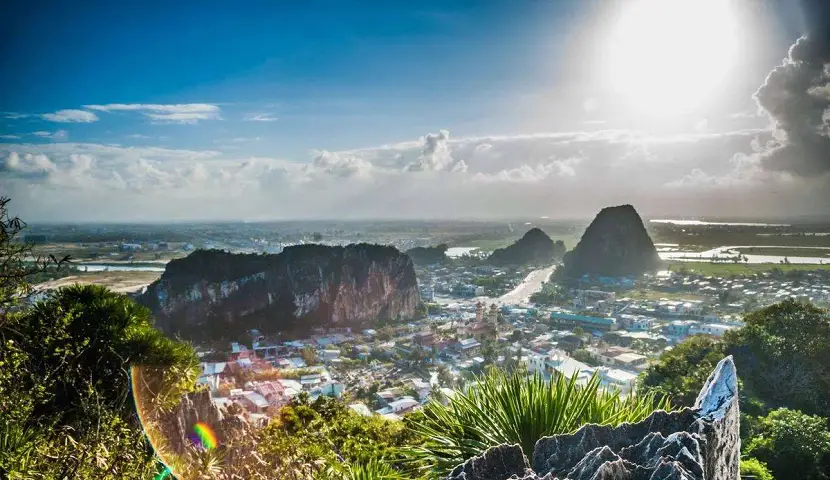 Panoramic Da Nang Bay view from Marble Mountains