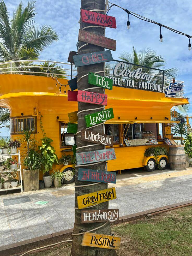 Beachfront café at My Khe Beach Da Nang