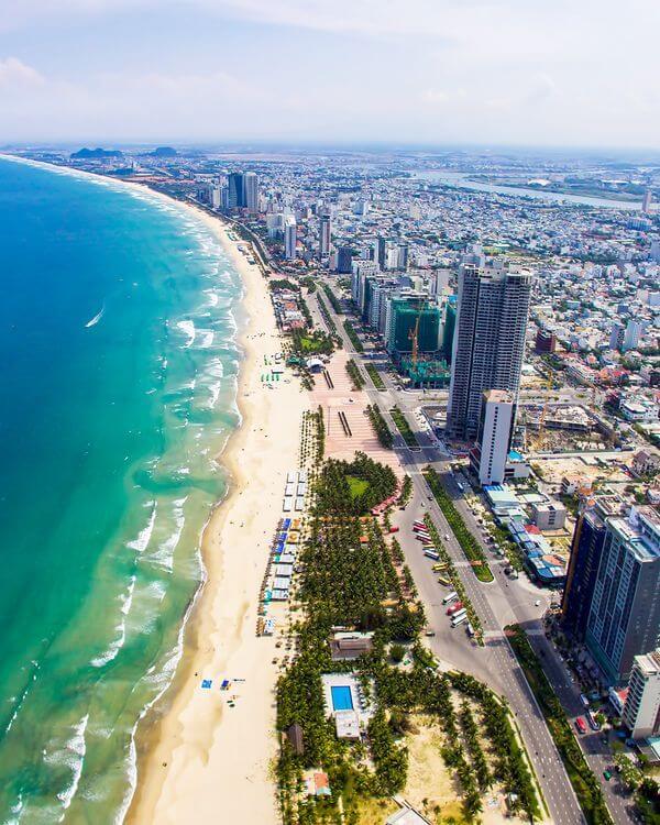 Aerial view of My Khe Beach Da Nang coastline