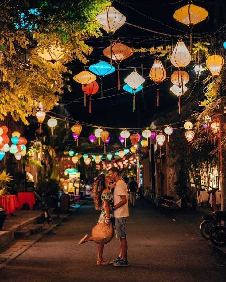 Lantern-lit boats on Thu Bon River Hoi An