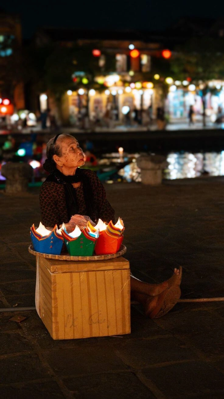 Lantern-lit boats on Thu Bon River Hoi An
