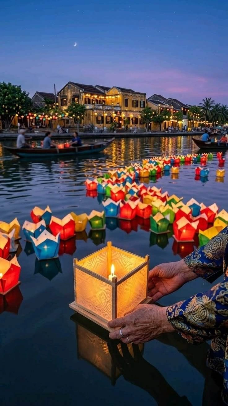 Lantern-lit streets during Hoi An Full Moon Festival