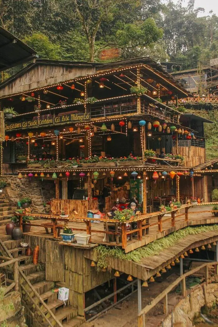 Sapa Wooden Houses with Lanterns